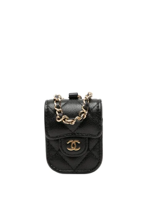 CHANEL Pre-Owned 2020 CC Quilted Caviar AirPods Case