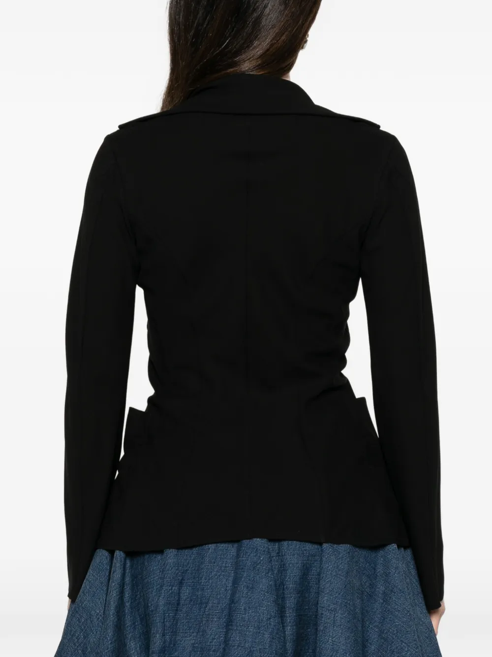 Junya Watanabe Geplooide twill blazer Zwart