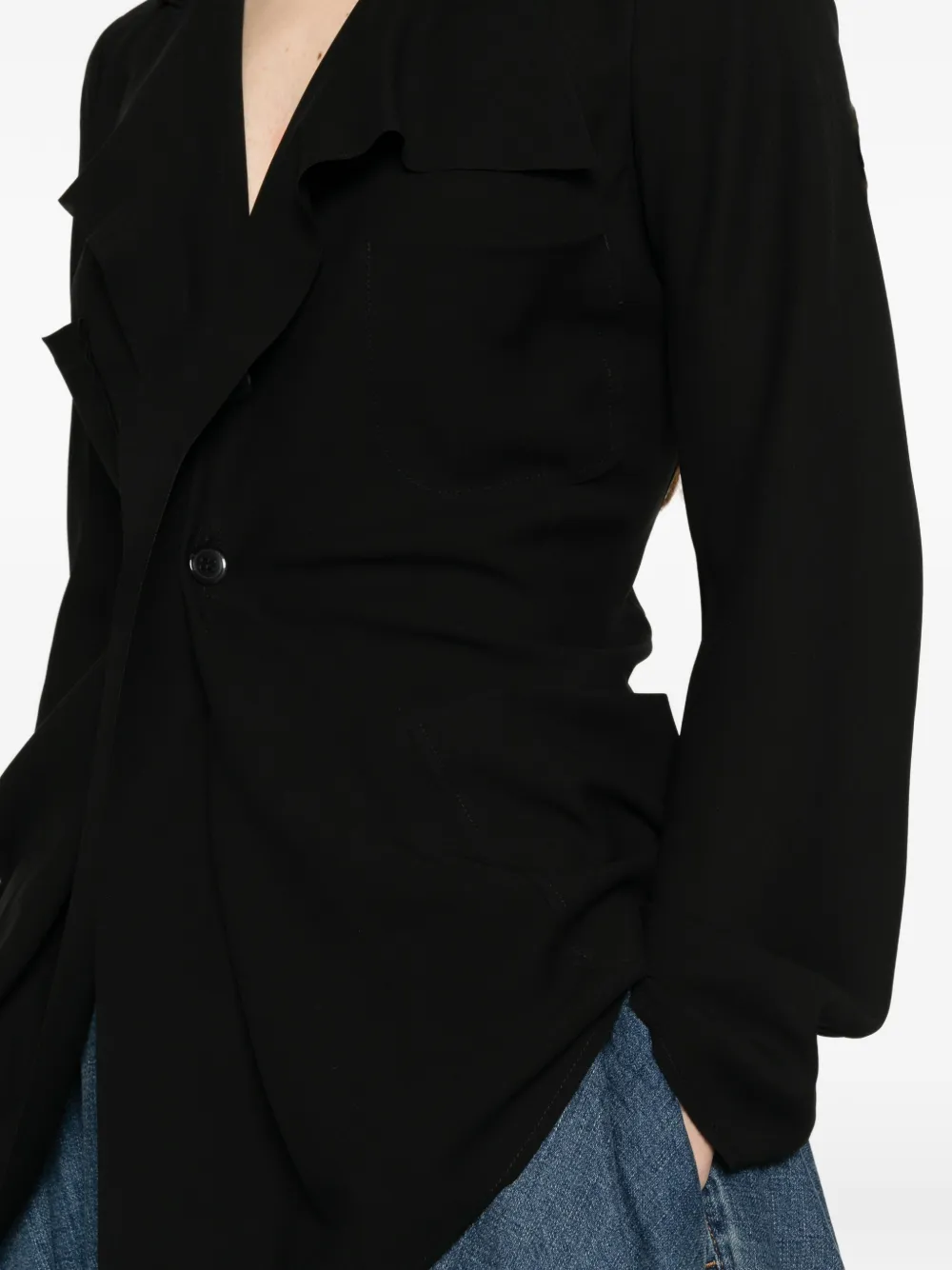 Junya Watanabe Geplooide twill blazer Zwart