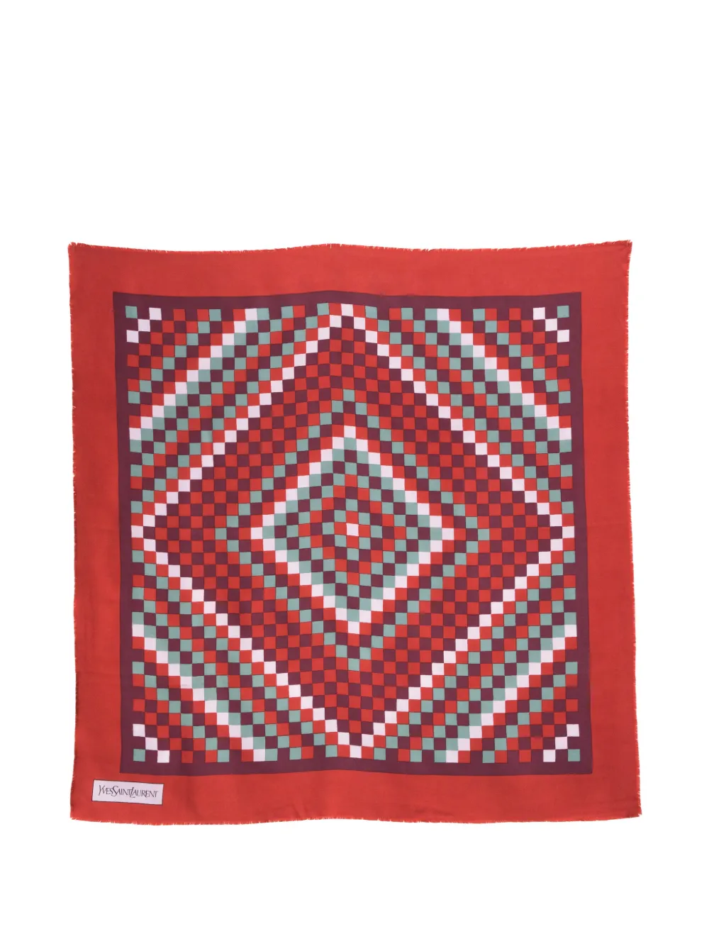 Saint Laurent Pre-Owned 1990s geometric-print silk scarf - Rosso