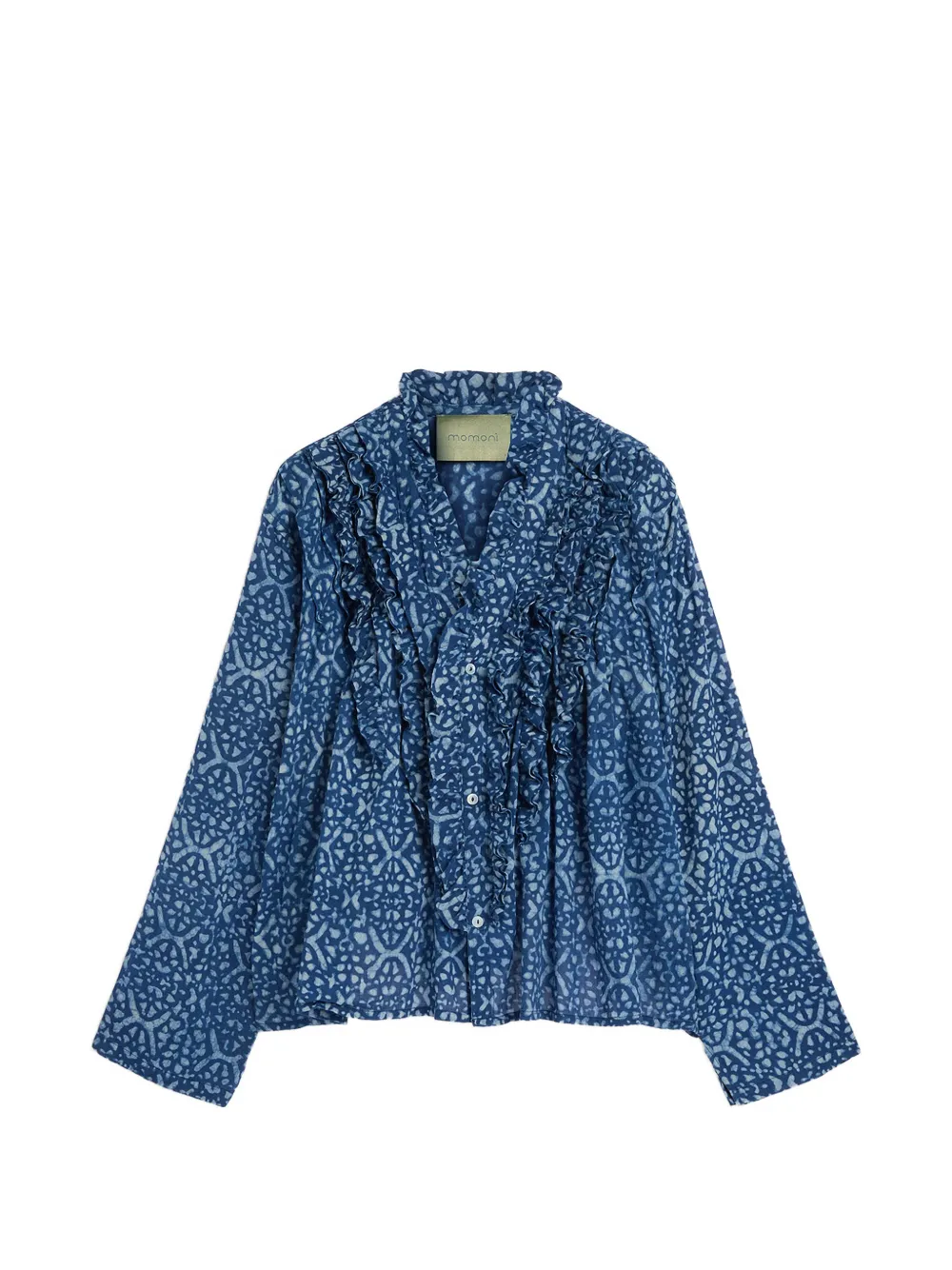 MOMONÌ ruffled print shirt - Blau