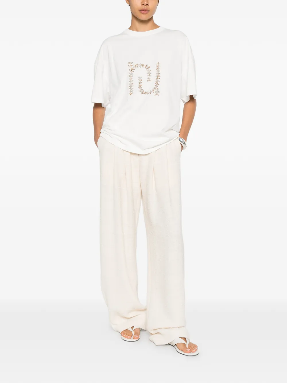 Nanushka Wren oversized T-shirt met paisley-monogram Wit