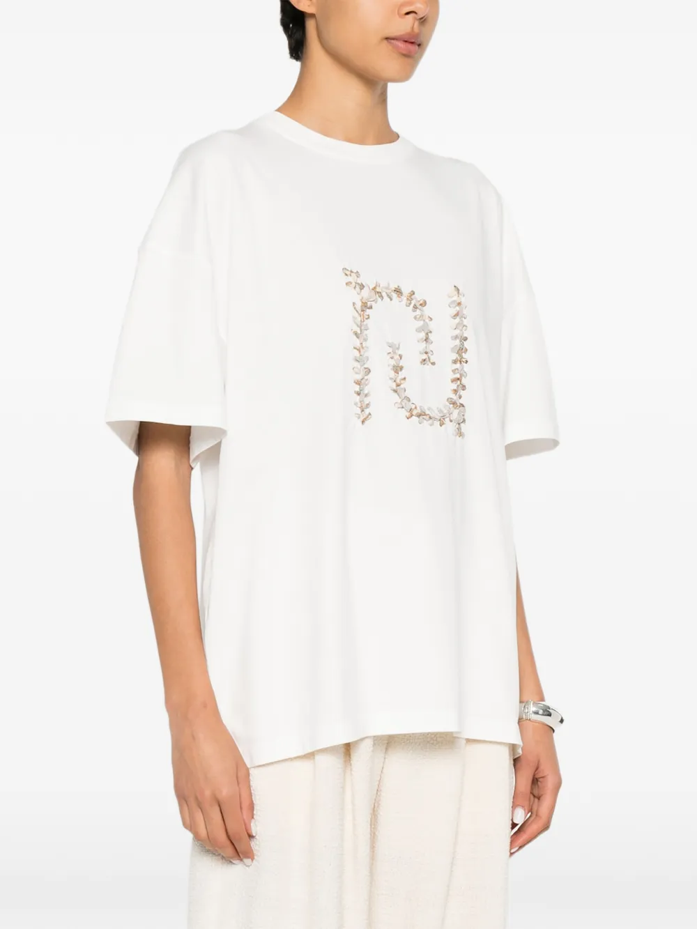 Nanushka Wren oversized T-shirt met paisley-monogram Wit