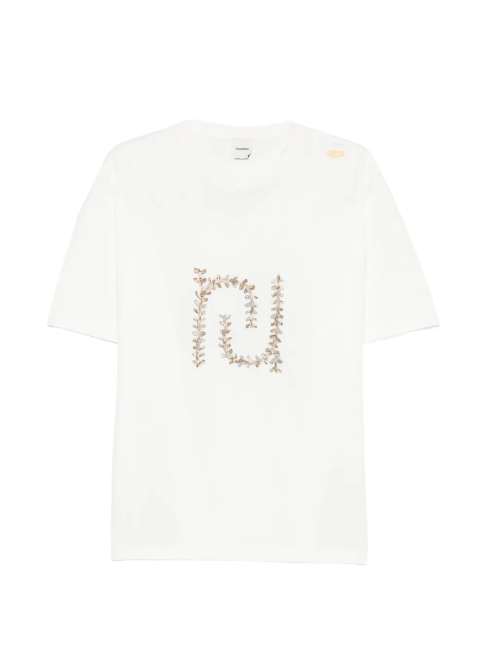 Nanushka Wren paisley-monogram oversized T-shirt - Bianco