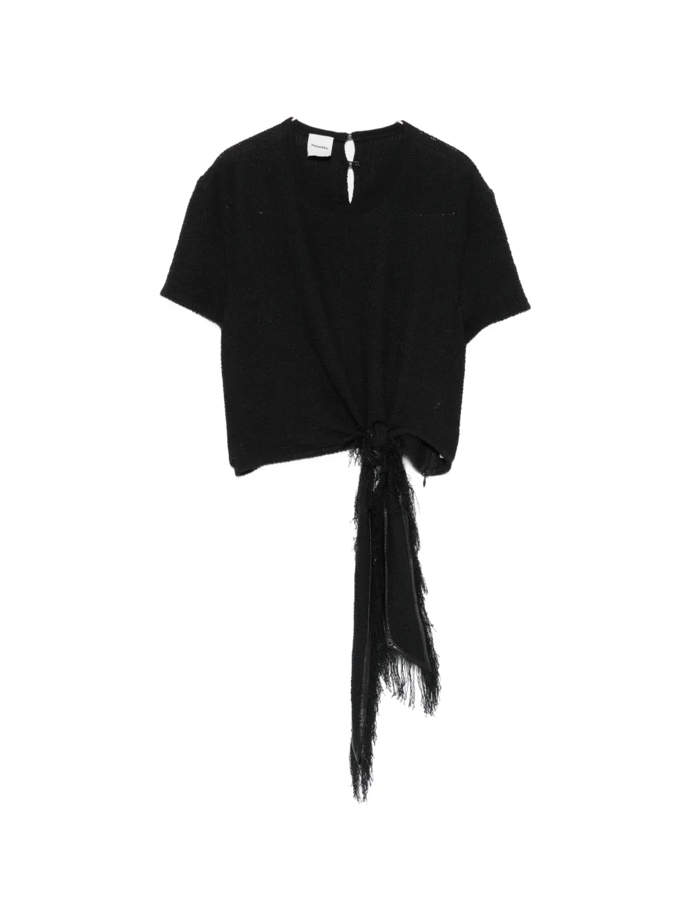 Nanushka Mariel ruched-front crop top - Nero