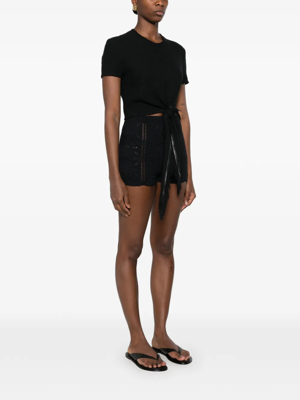 Nanushka Mariel cropped top met ruches Zwart