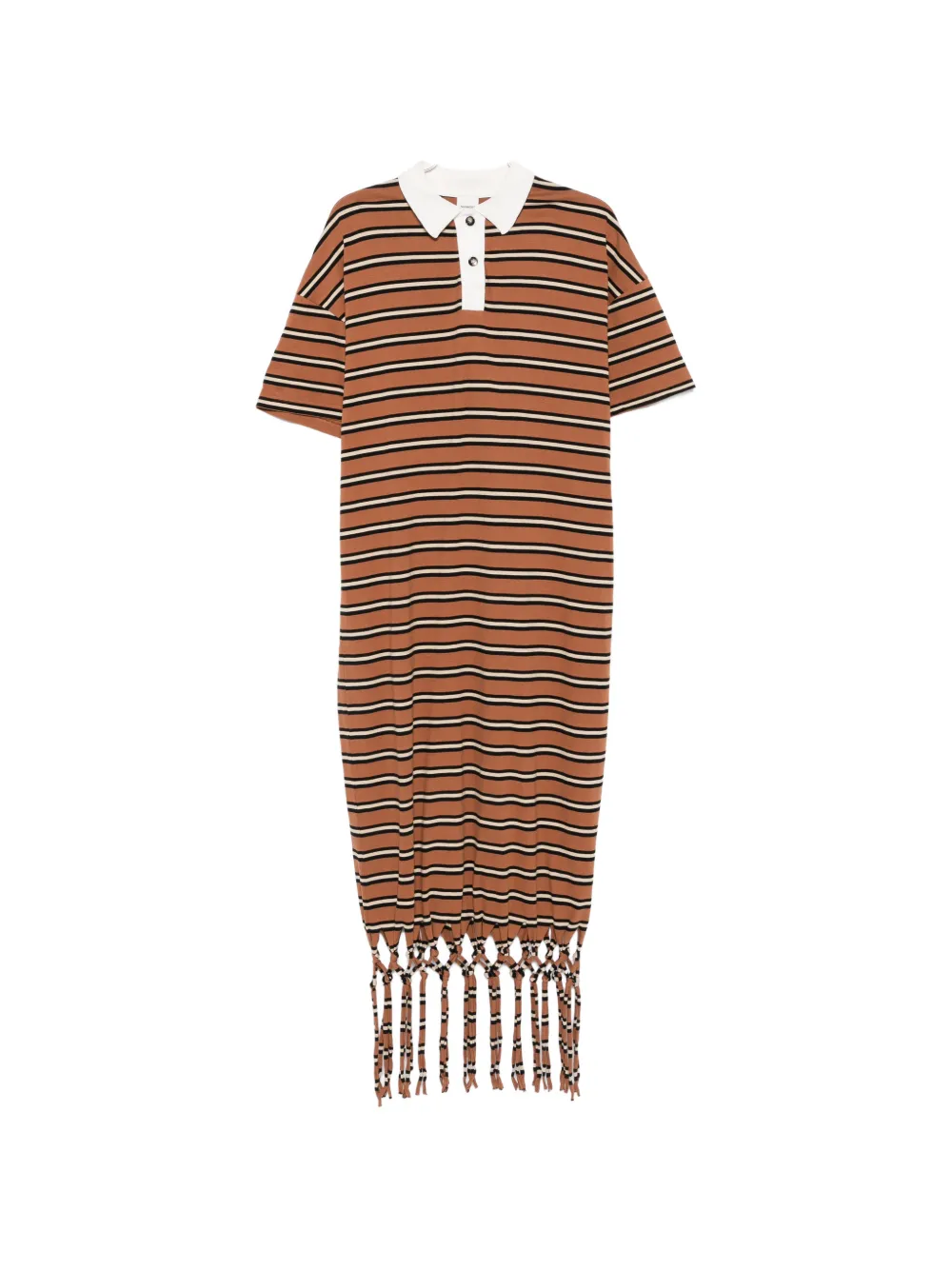 Nanushka Farid fringed striped midi dress - Marrone
