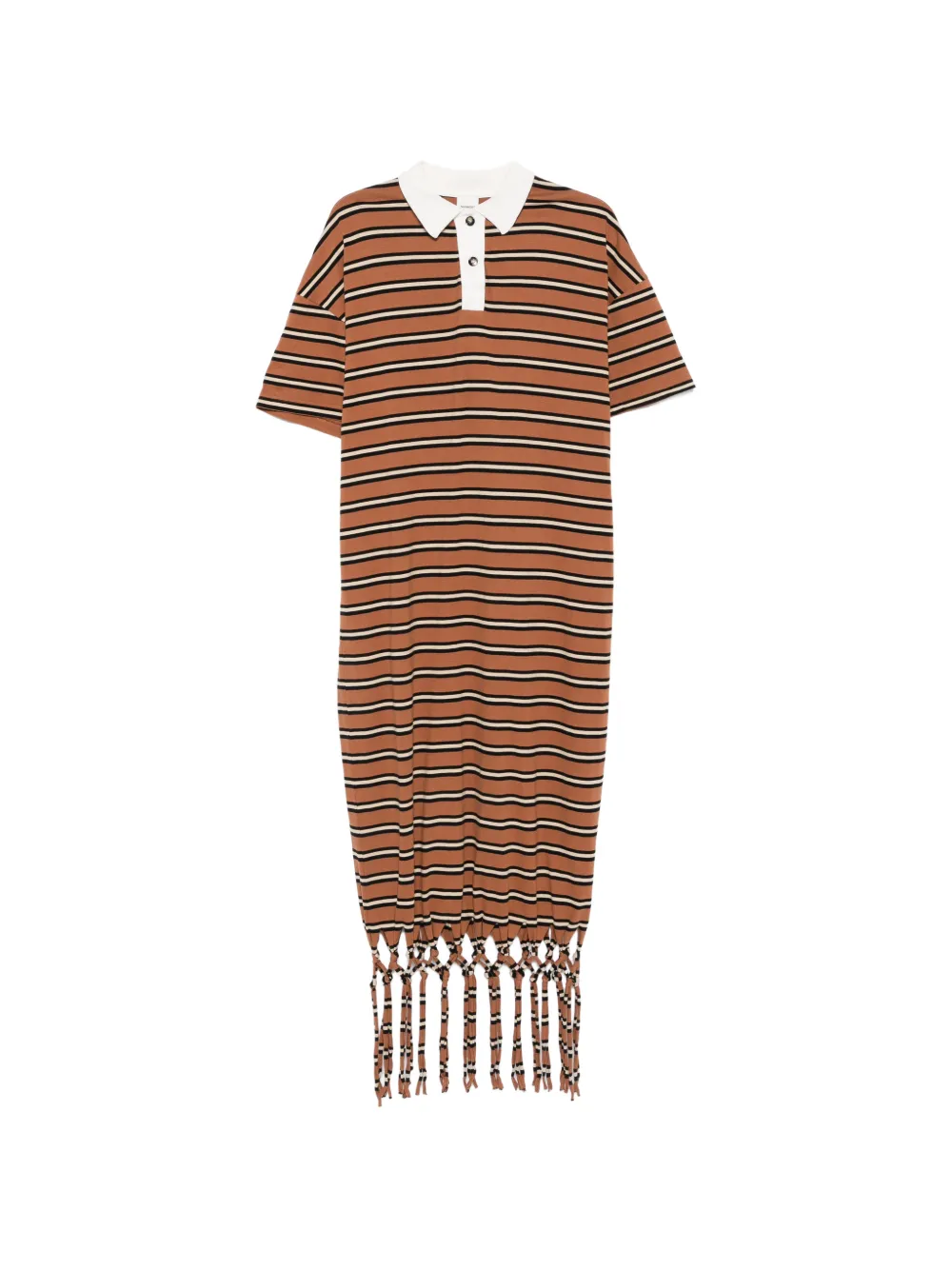 Nanushka Farid fringed striped midi dress - Marrone