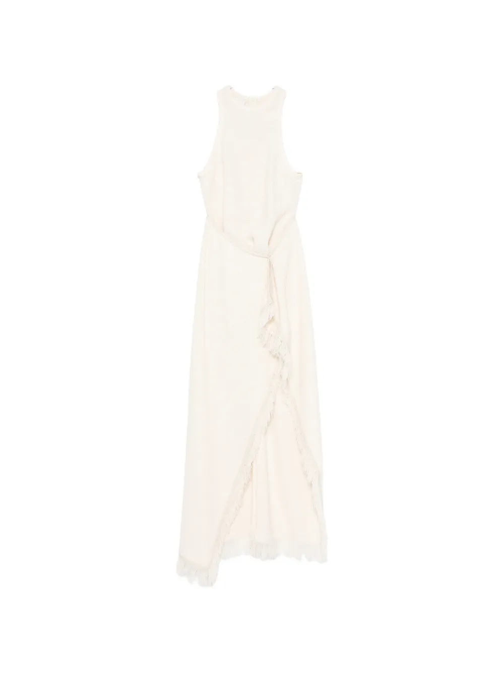Nanushka Rayen frayed draped midi dress - Toni neutri