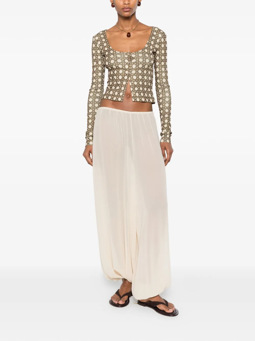 Nanushka Cropped vest met geometrische print Beige