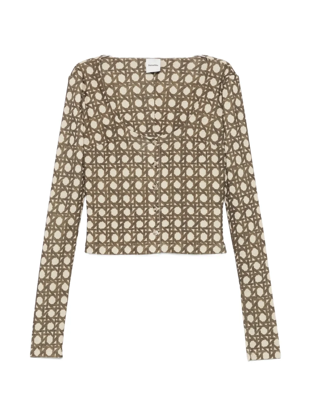 Nanushka cropped geometric-print cardigan - Toni neutri