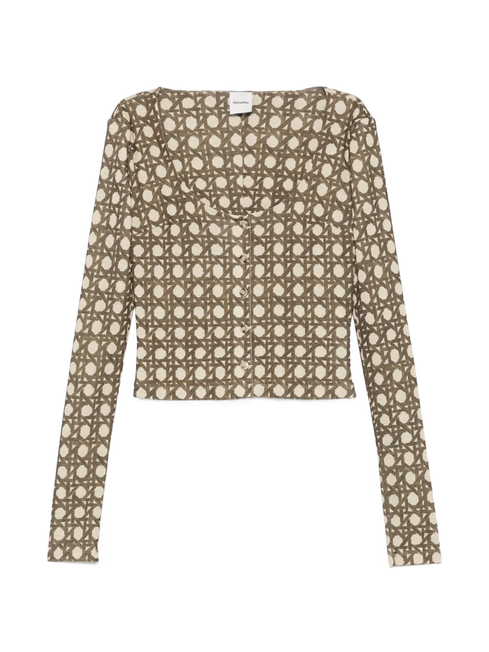 Nanushka cropped geometric-print cardigan - Toni neutri
