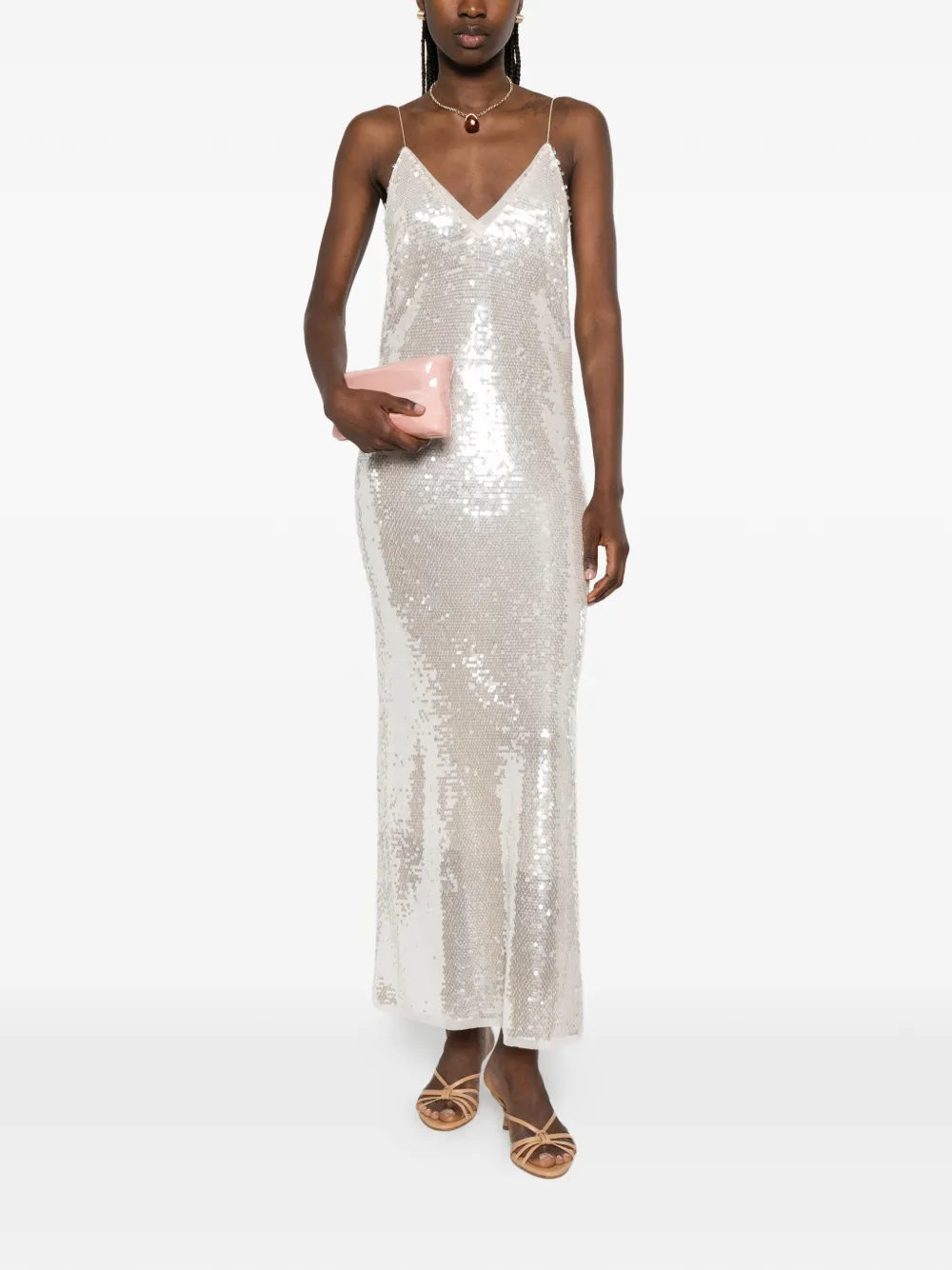 Forte Maxi-jurk verfraaid met pailletten Beige