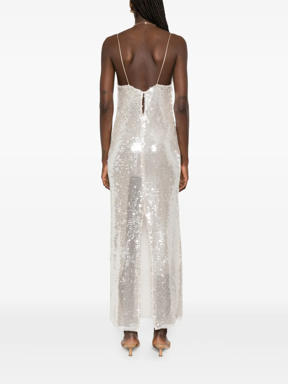 Forte Maxi-jurk verfraaid met pailletten Beige