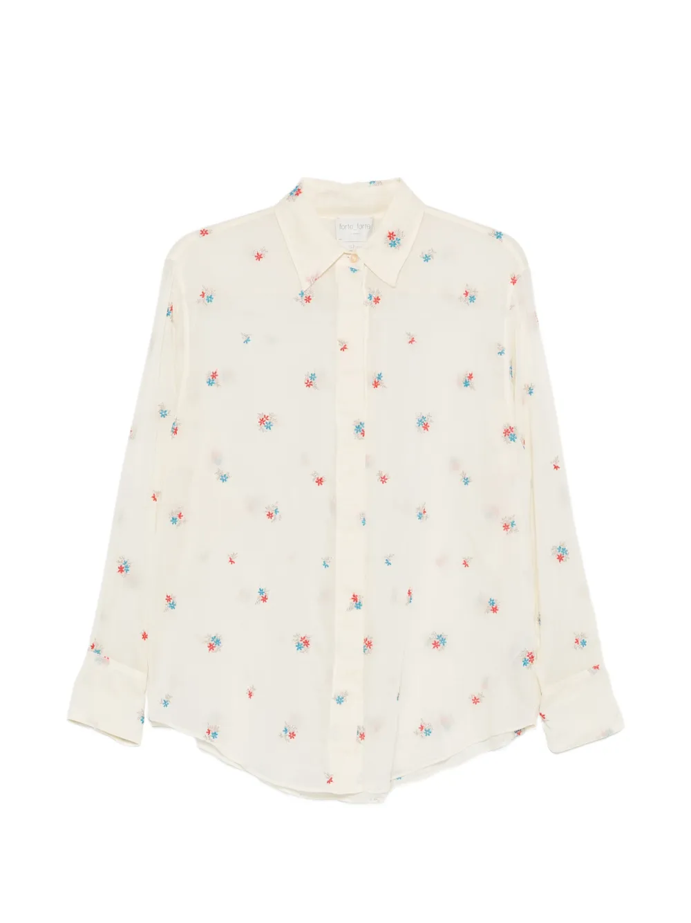 Forte Forte embroidered-floral buttoned shirt - Neutrals