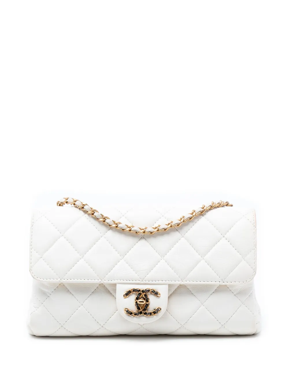 CHANEL Pre-Owned 2021-2026 Small CC Quilted Aged Calfskin Accordion Flap crossbody bag - Bianco