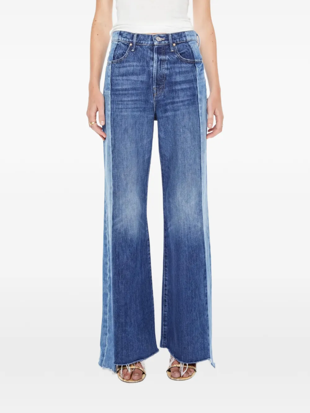 MOTHER Ausgefranste Jeans mit weitem Bein - Blau