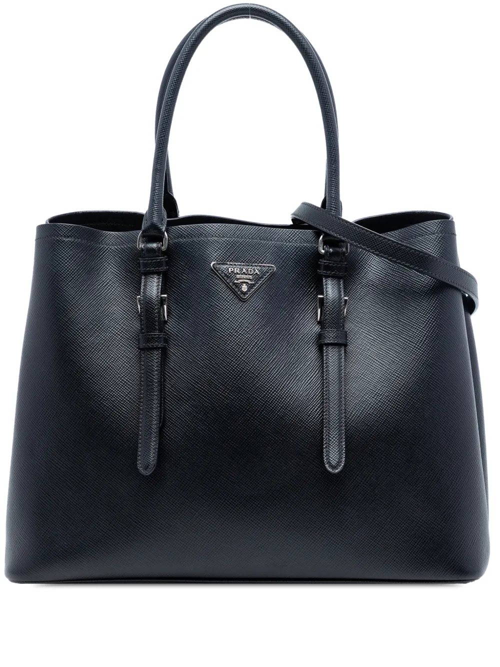 Prada Pre-Owned 2010-2026 Medium Saffiano Cuir Double Handle satchel - Nero