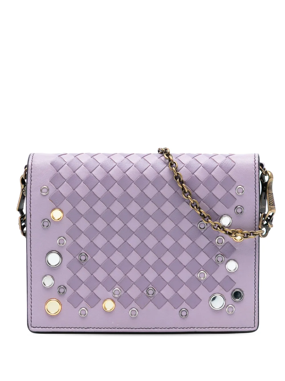 Bottega Veneta Pre-Owned 2012-2025 Nappa Intrecciato Studded Wallet on Chain crossbody bag - Viola