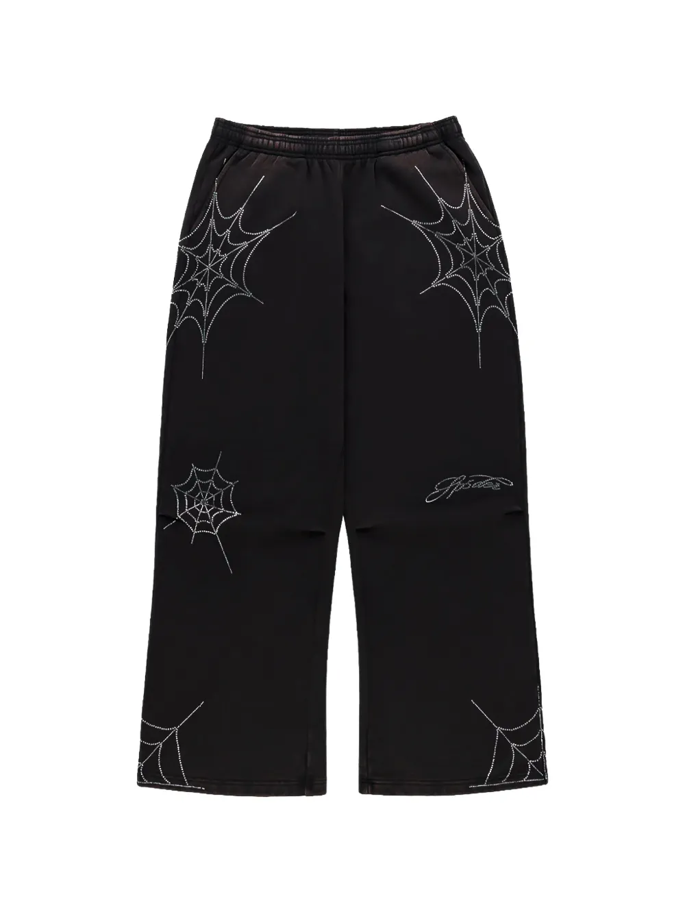 SP5DER rhinestone-embellished spider-web track pants - Nero