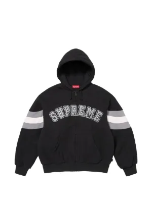 Supreme ブラック　ジップアップパーカー Supreme】Collegiate Applique Zip Up Hooded Black 25FW (Supreme