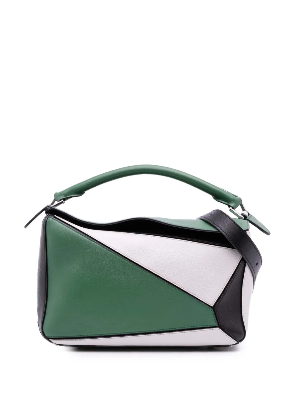Loewe Pre-Owned 2018 Medium Tricolor Calfskin Puzzle satchel - Verde