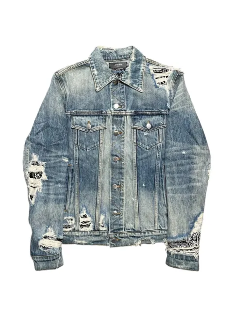AMIRI bandana-print distressed denim jacket