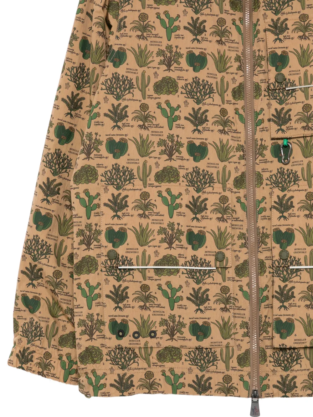 Moncler Grenoble Jack met logo-patch en grafische print Bruin