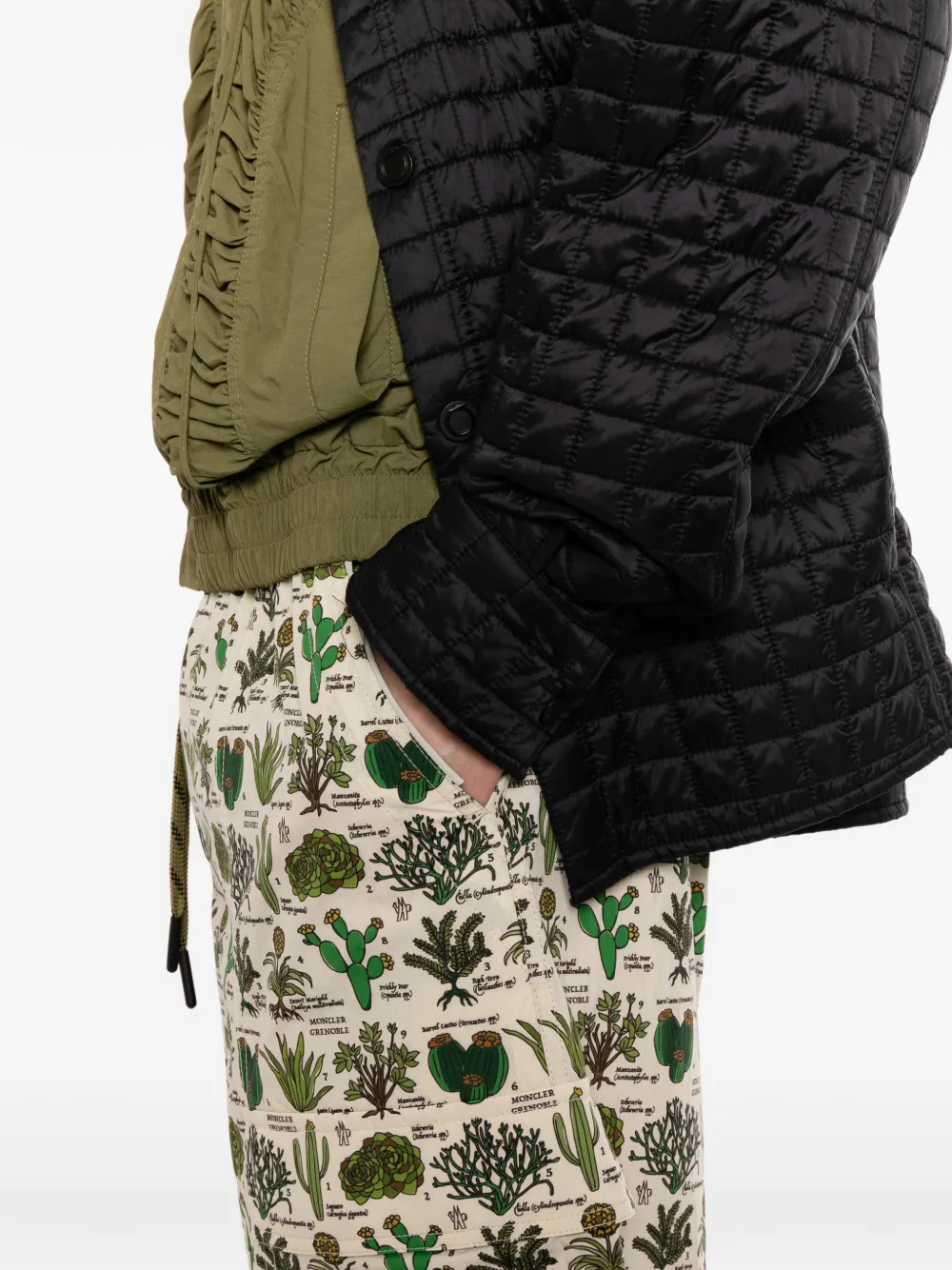 Moncler Grenoble Zwembroek met trekkoord en print Beige