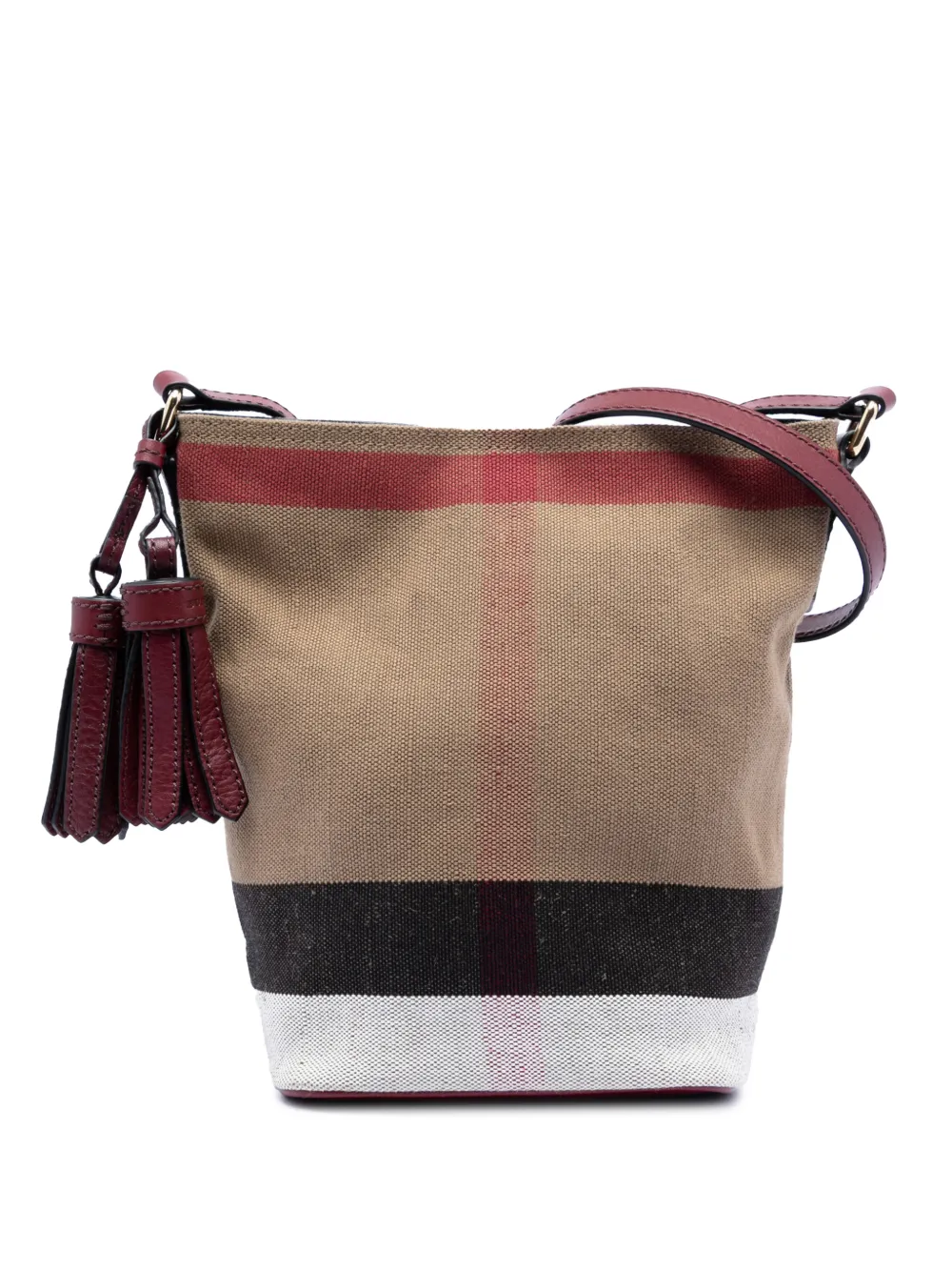 Burberry Pre-Owned 2000-2017 mini Mega Check Ashby Beuteltasche mit Quaste - Braun