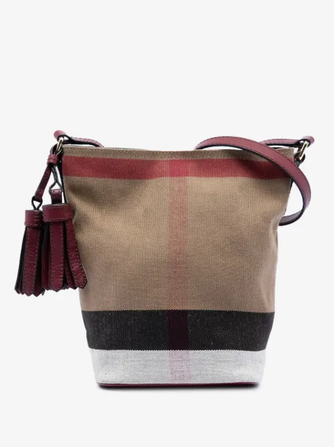 Burberry Pre-Owned 2000-2017 Mini Mega Check Canvas Ashby Tassel bucket bag