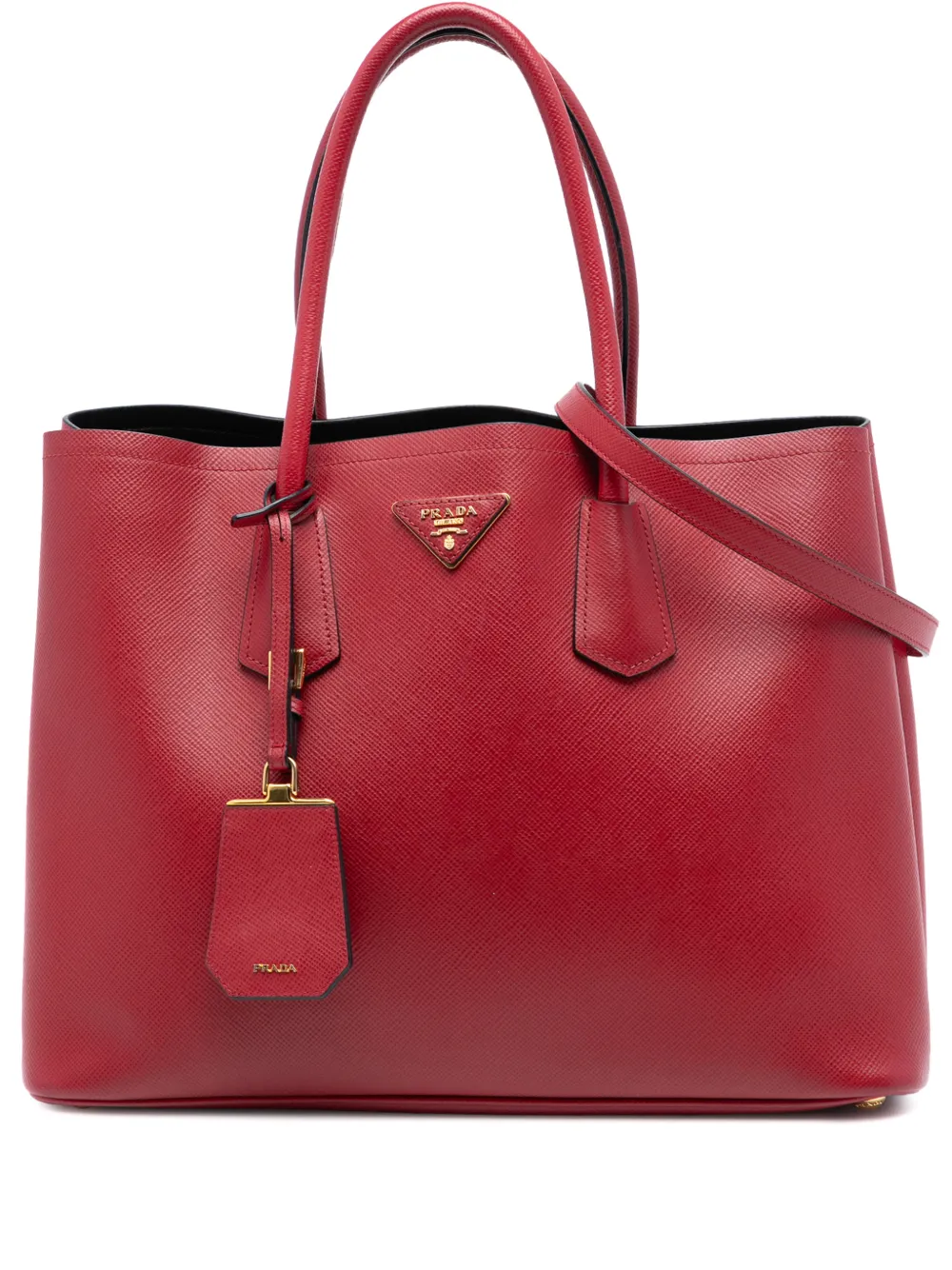 Prada Pre-Owned 2021-2025 Medium Saffiano Cuir Double satchel - Rosso