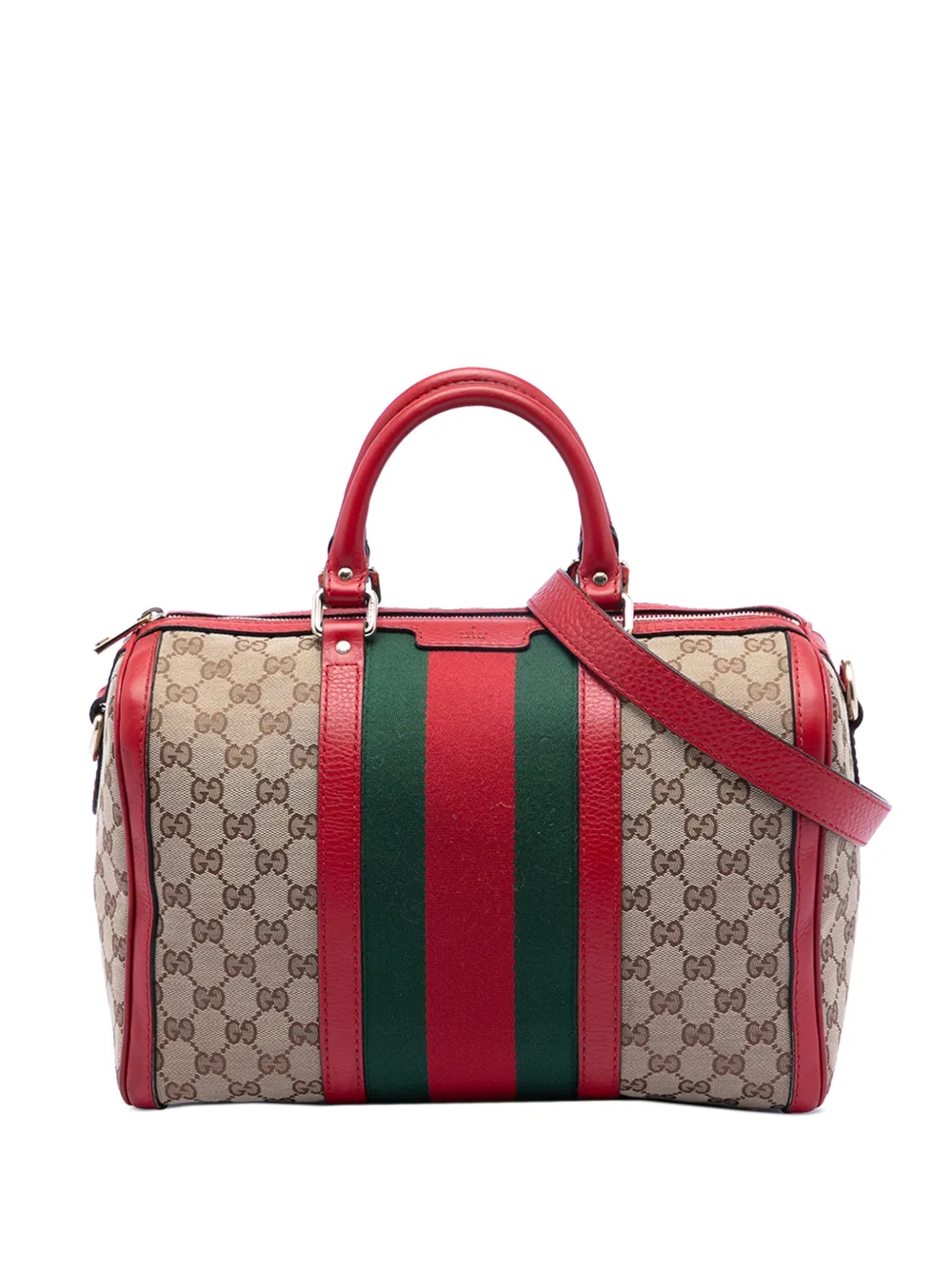 Gucci Pre-Owned 2016-2025 Medium GG Canvas Web Joy Boston Bag satchel - Rosso