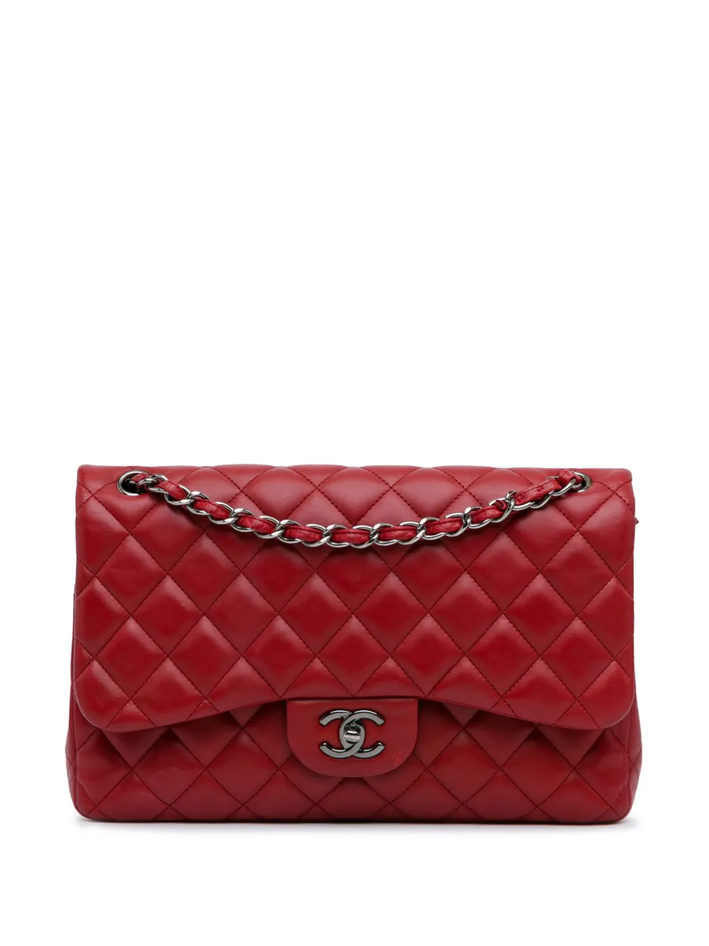 CHANEL Pre-Owned 2011 Jumbo Classic Lambskin Double Flap shoulder bag - Rosso