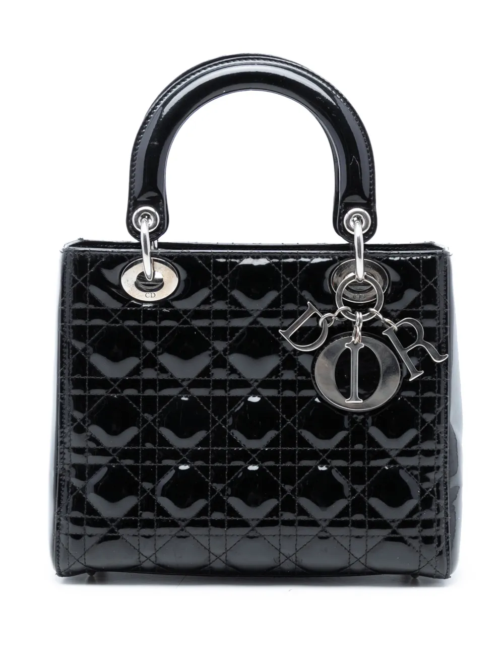 Christian Dior Pre-Owned 2010 Medium Patent Cannage Lady Dior satchel - Nero