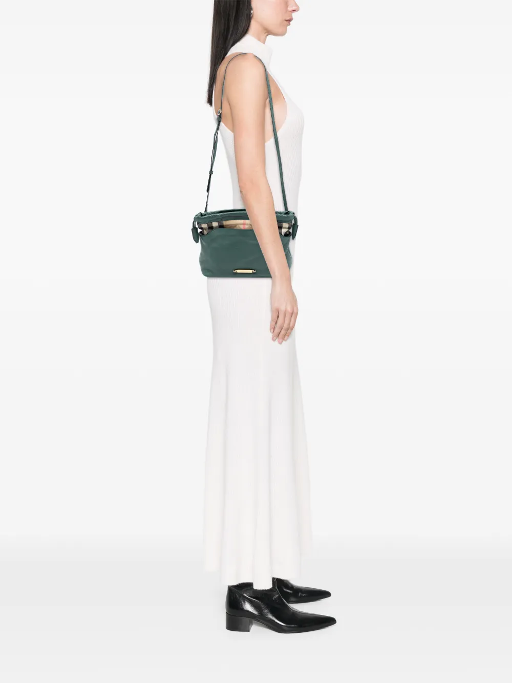  Burberry Pre-owned Borsa A Tracolla Little Crush In Tela House Check E Pelle Di Vitello 2000-2017 - Verde 