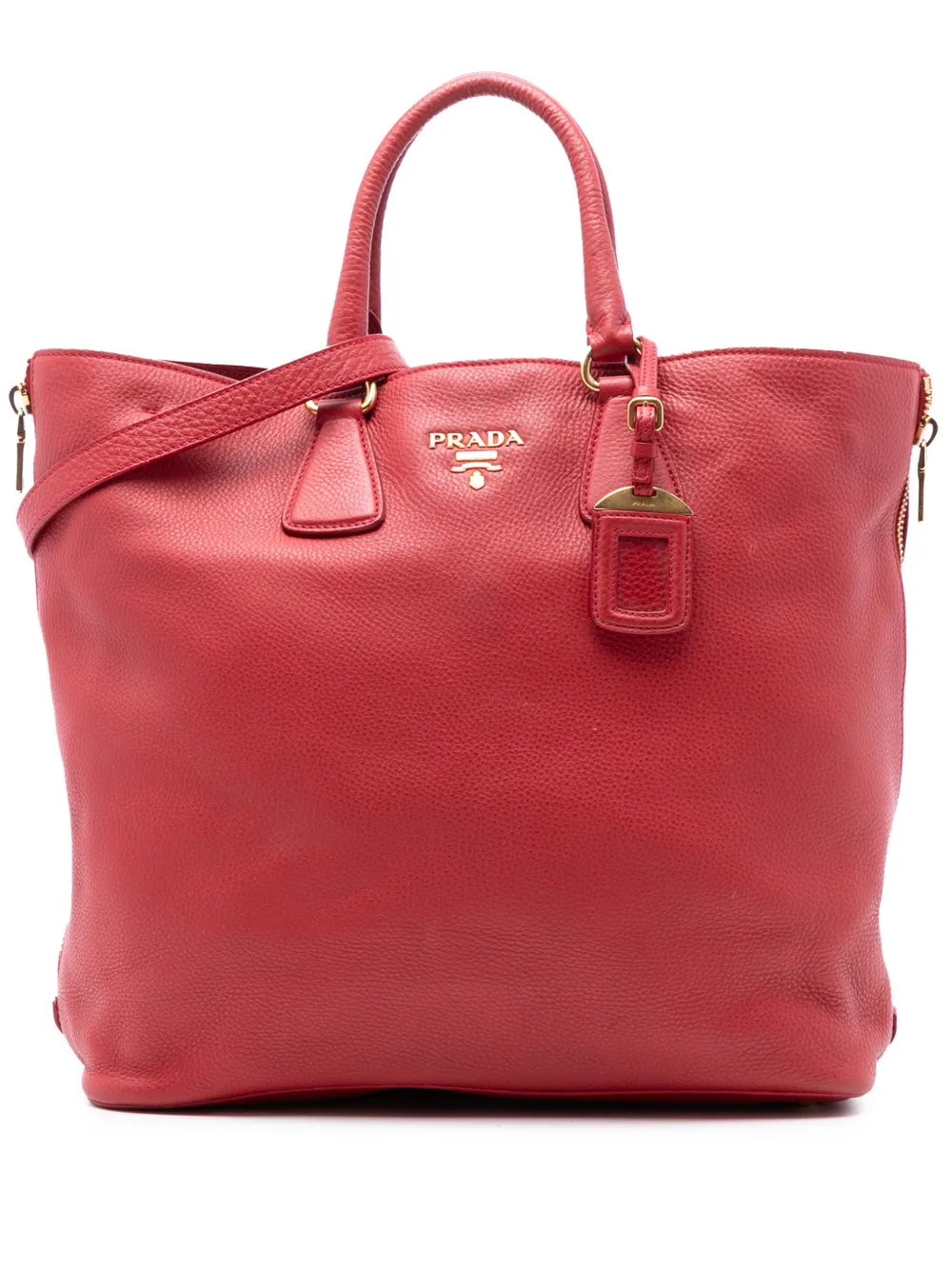 Prada Pre-Owned 2013-2025 Vitello Daino Side Zip Shopper Tote satchel - Rosso