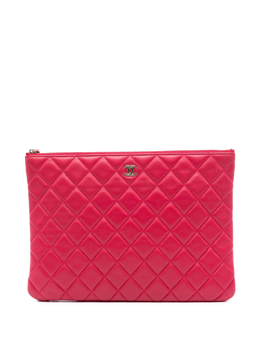 CHANEL Pre-Owned 2016-2017 Medium Quilted Lambskin O Case clutch bag - Rosa