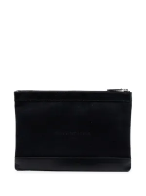Balenciaga Pre-Owned 2010-2026 レザー ネイビー クリップ M クラッチ