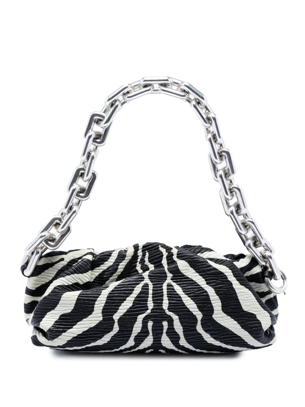 Bottega Veneta Pre-Owned 2012-2026 Textured Nappa Zebra Print Chain Pouch shoulder bag - Nero