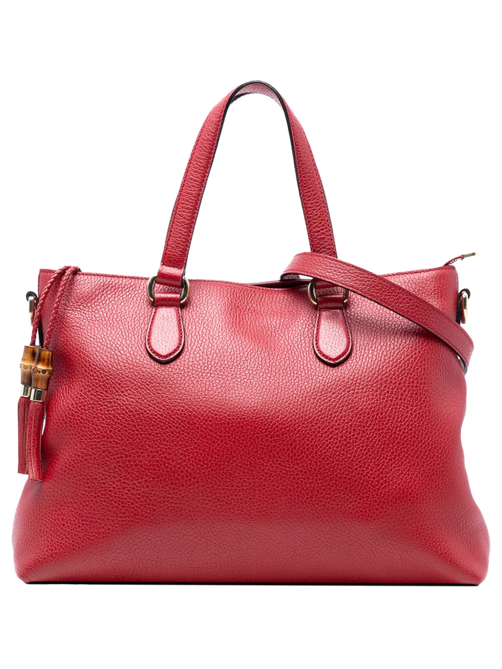 Gucci Pre-Owned 2016-2025 Leather Bamboo Tassel satchel - Rosso