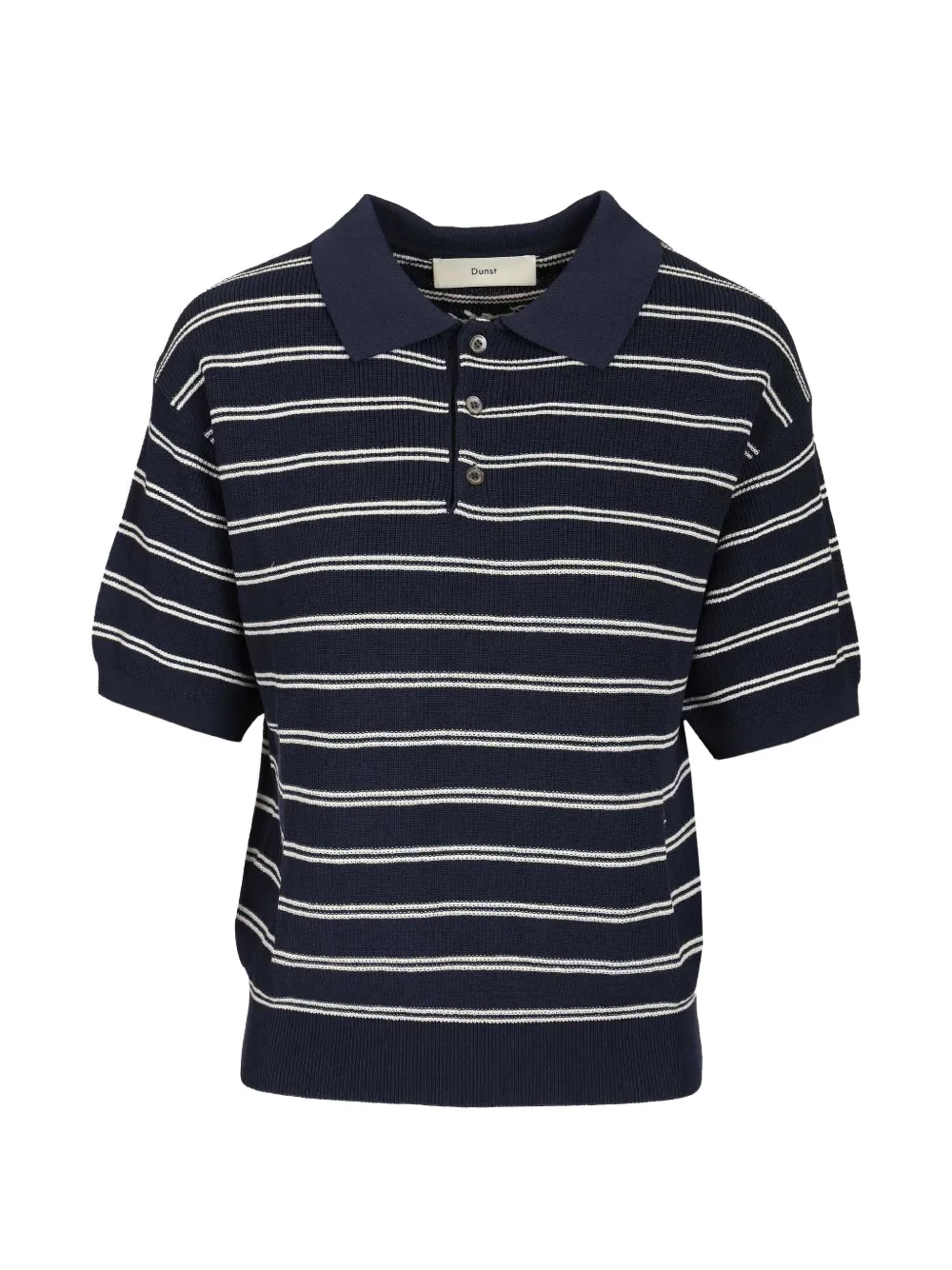 DUNST striped short-sleeve knit polo - Blu