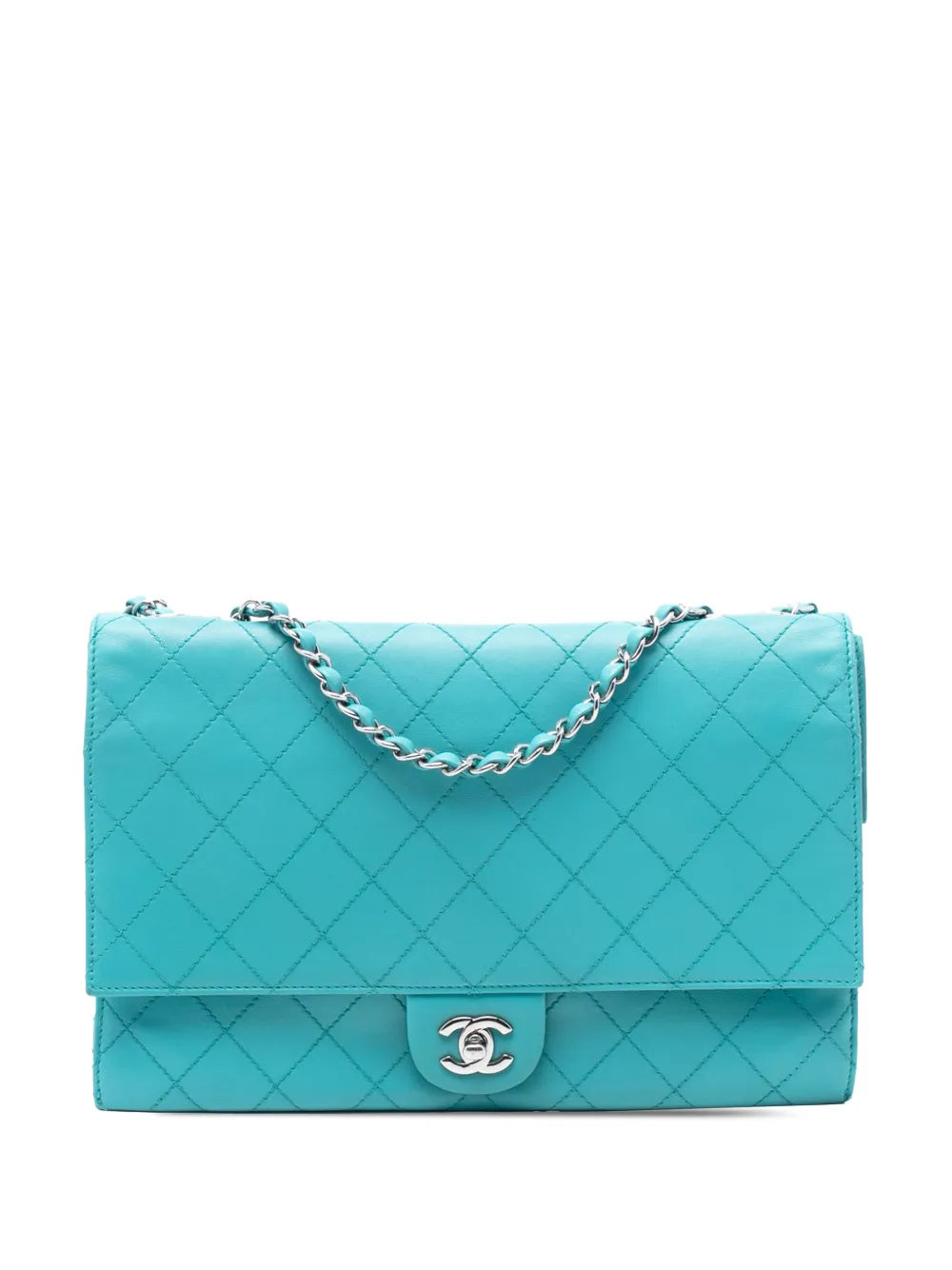 CHANEL Pre-Owned 2014 CC Quilted Calfskin Double Flap shoulder bag - Blu