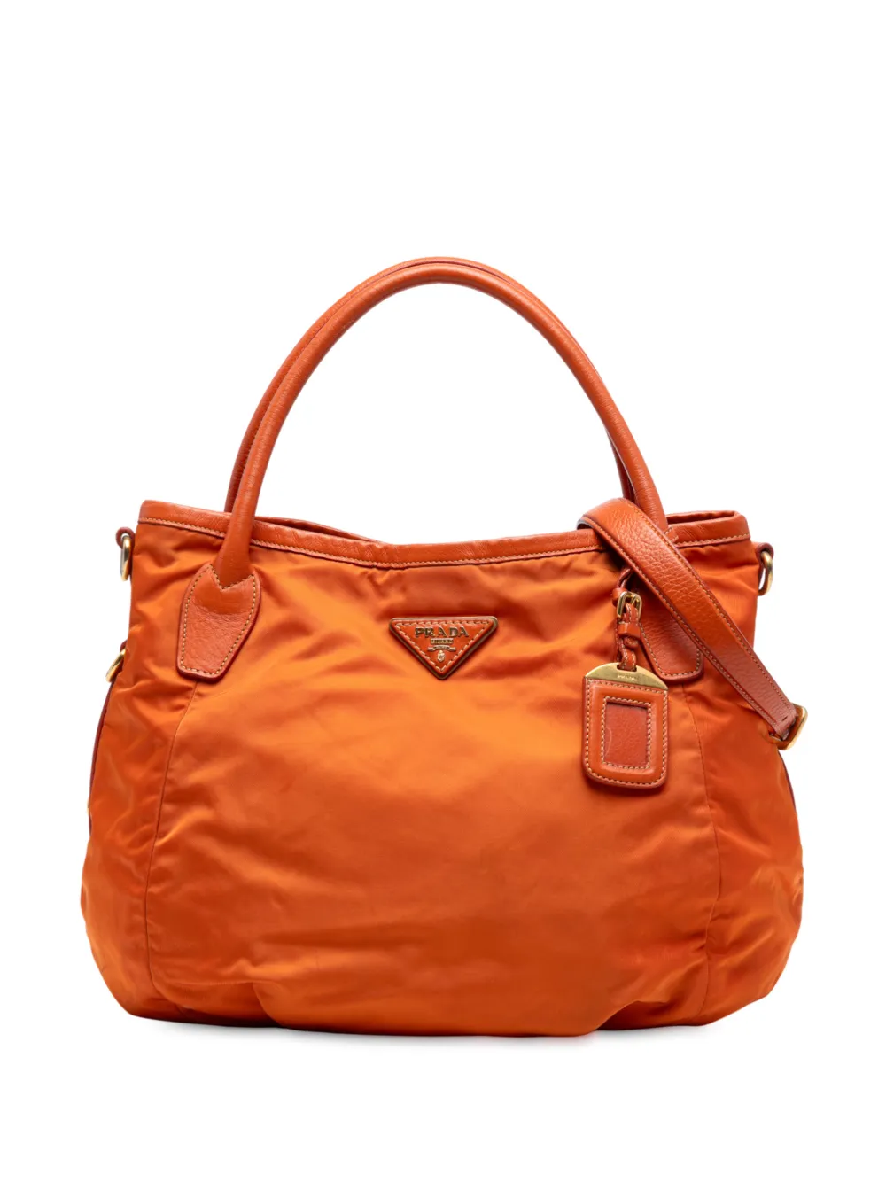 Prada Pre-Owned 2000-2025 Vitello Daino Trimmed Tessuto satchel - Arancione