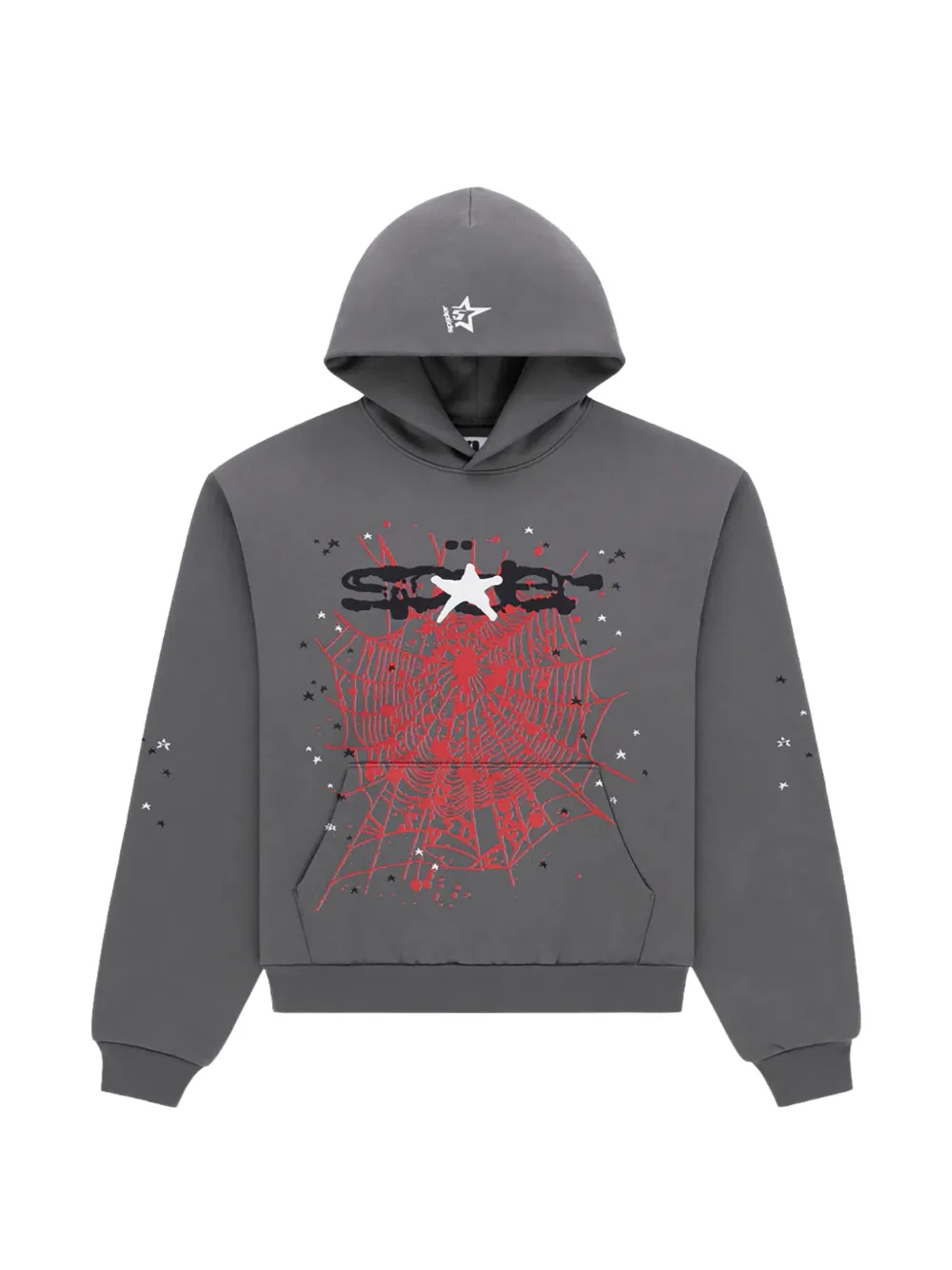 SP5DER Splat graphic-print star-motif hoodie - Grigio