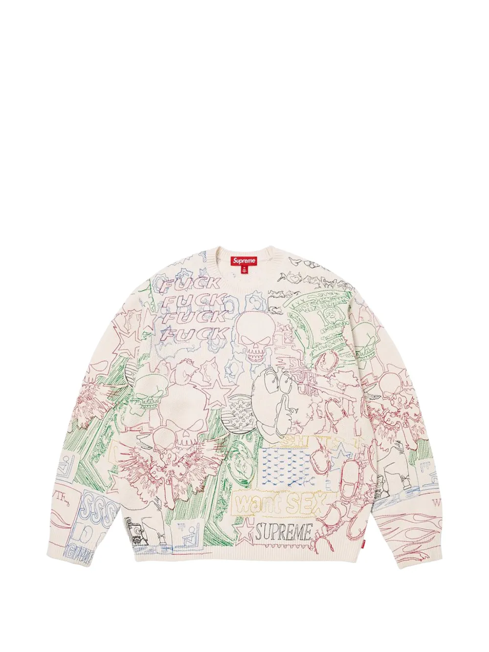 Supreme collage-embroidered sweater - Bianco