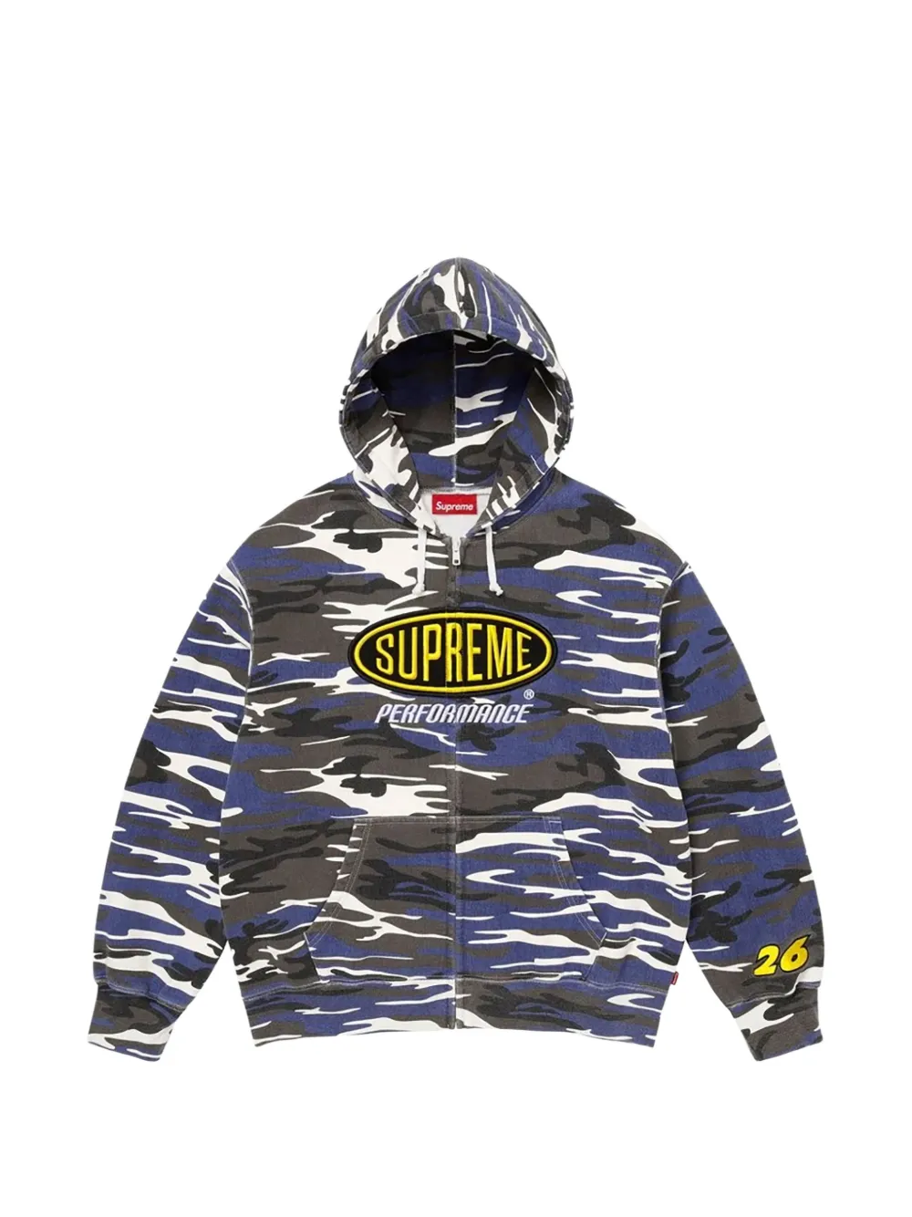 Supreme camouflage-print zip-up hoodie - Blu