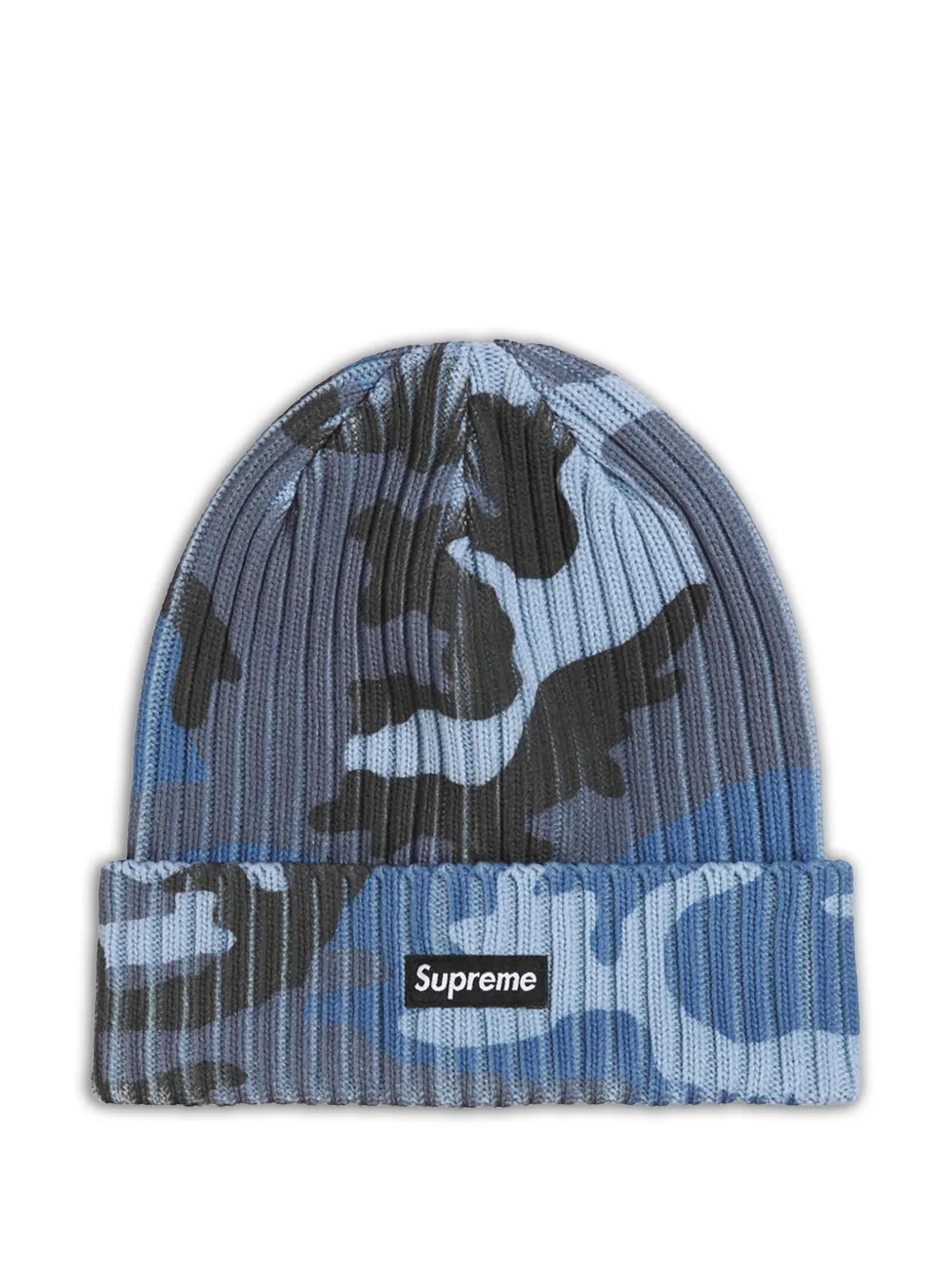 Supreme Overdyed camouflage-print beanie hat - Blau