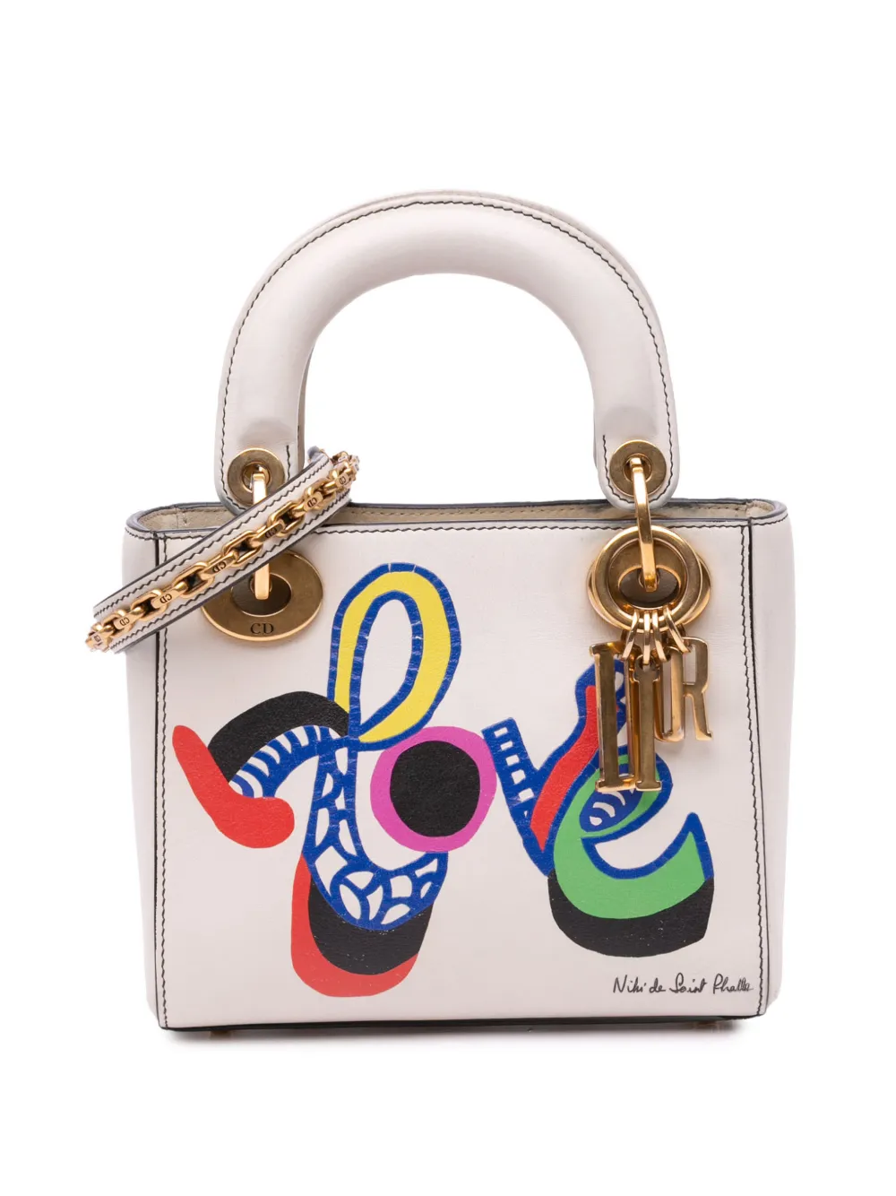 Christian Dior Pre-Owned 2017 DiorAmour Niki De Saint Phalle Mini Calfskin Love Lady Dior satchel - Bianco