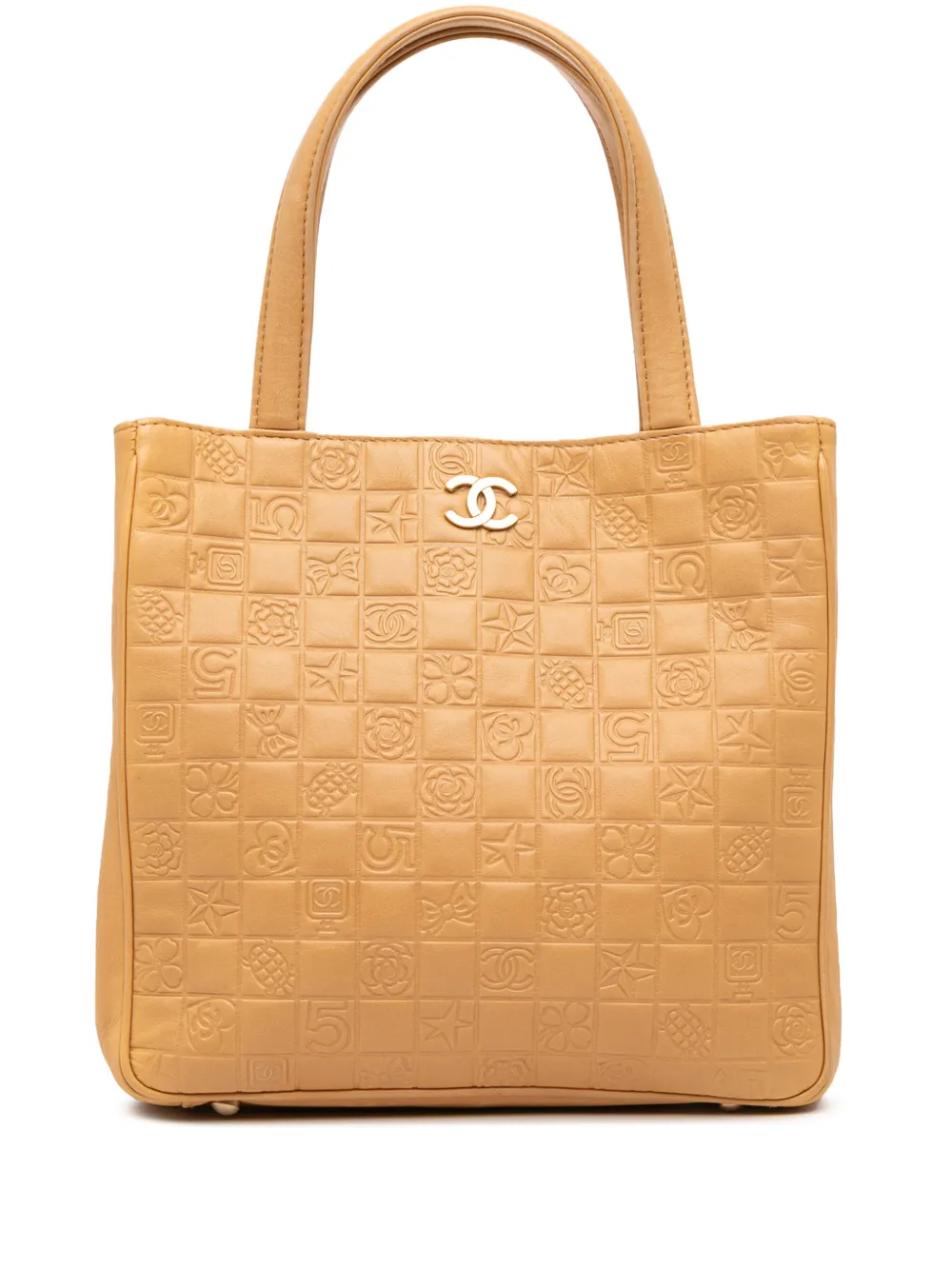 CHANEL Pre-Owned 2003-2004 CC Embossed Lambskin Precious Symbols tote bag - Brown